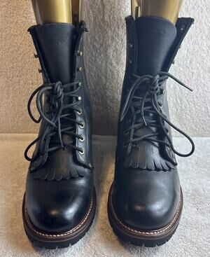 Ad Tec Men's 10 in. Fireman Logger Leather Work Boots shoes Black Size 13 M